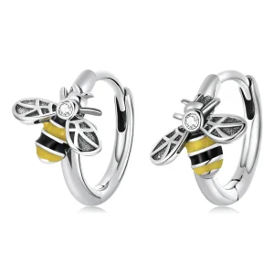 (bilde for) Pandora Style Mini Bee Hoop øredobber - SCE1337