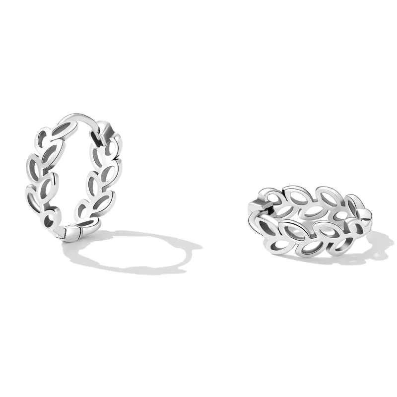 (bilde for) Pandora Style Openwork Out Leaves Hoop øredobber - SCE1461 - Vis 2
