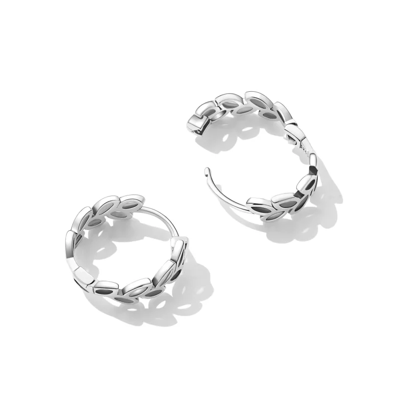(bilde for) Pandora Style Openwork Out Leaves Hoop øredobber - SCE1461 - Vis 4