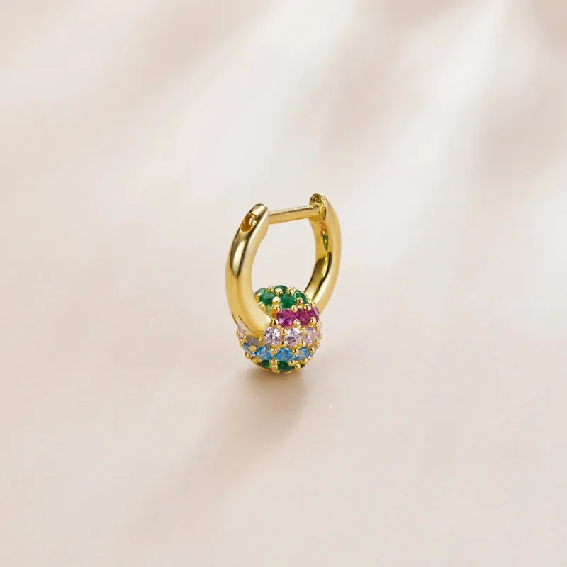 (bilde for) Pandora Style Rainbow Ball Hoop øredobber - SCE1100 - Vis 3