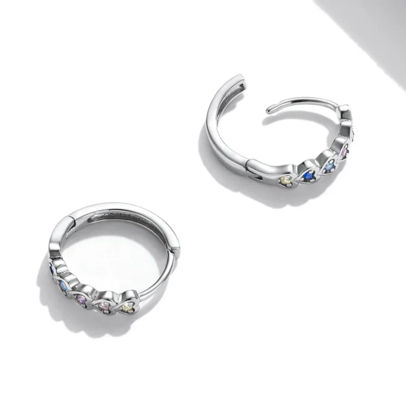 (bilde for) Pandora Style Rainbow Heart Hoop øredobber - SCE1275 - Vis 4