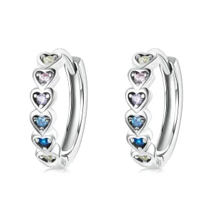 (bilde for) Pandora Style Rainbow Heart Hoop øredobber - SCE1275