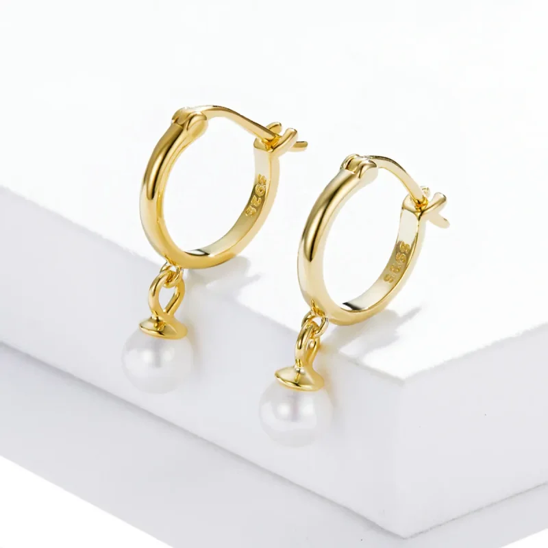(bilde for) Pandora Style Shell Beads Hoop øredobber - SCE1257 - Vis 2