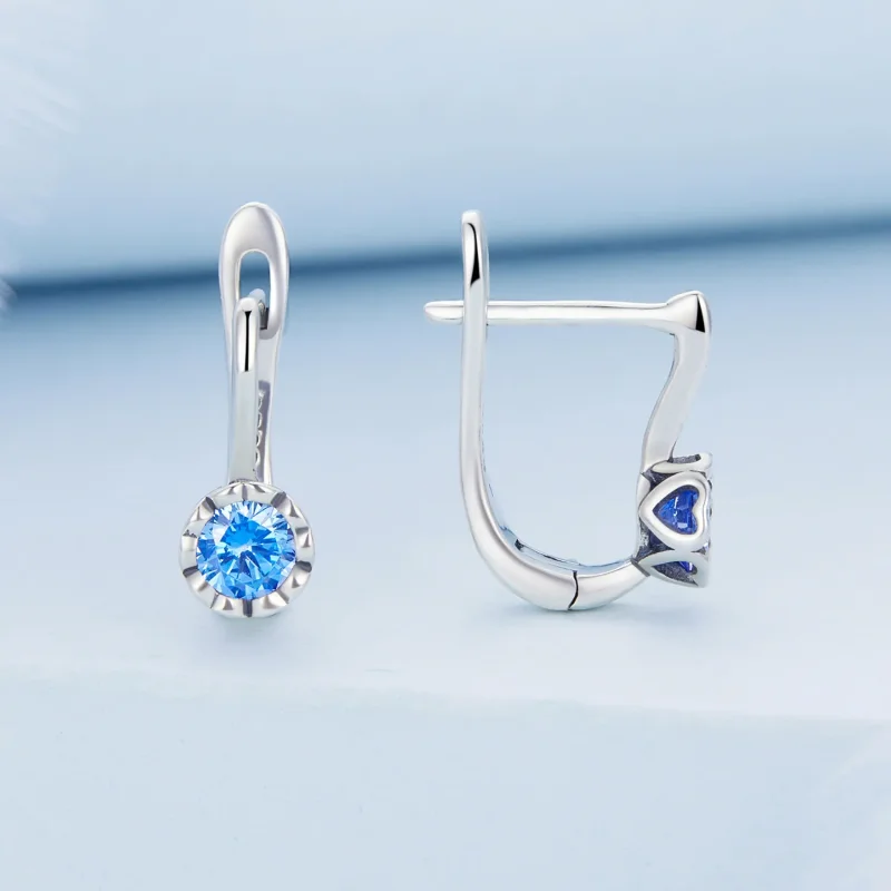 (bilde for) Pandora Style Simple Blue Zirconium Hoop øredobber - BSE686 - Vis 2