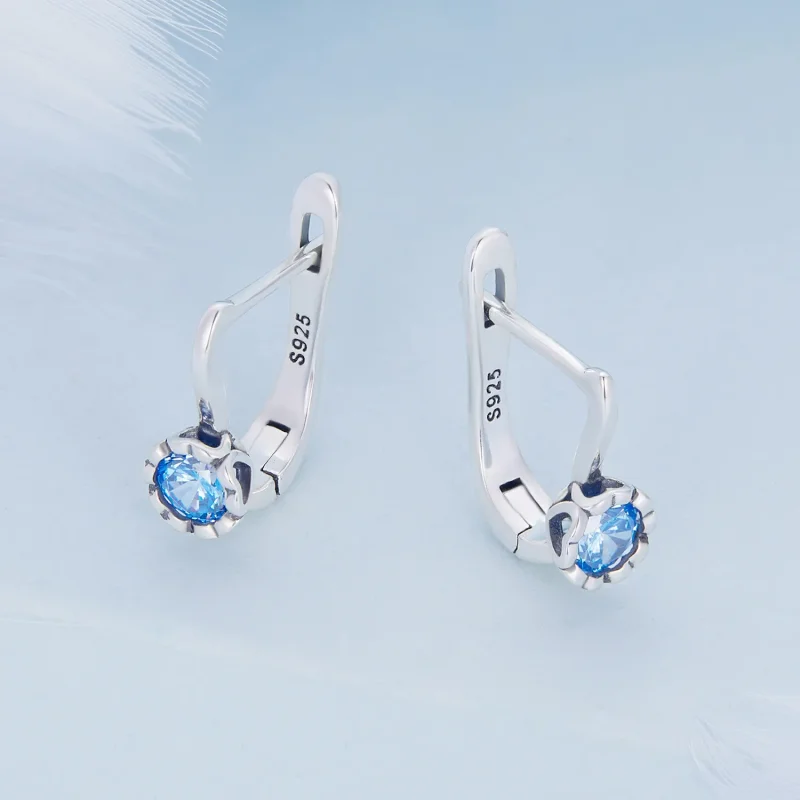 (bilde for) Pandora Style Simple Blue Zirconium Hoop øredobber - BSE686 - Vis 3