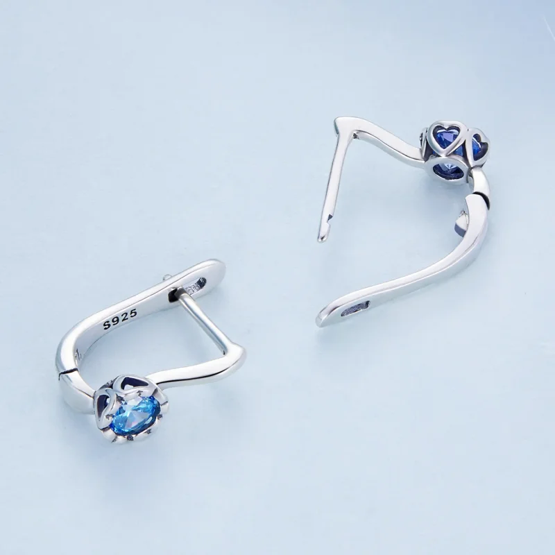 (bilde for) Pandora Style Simple Blue Zirconium Hoop øredobber - BSE686 - Vis 4