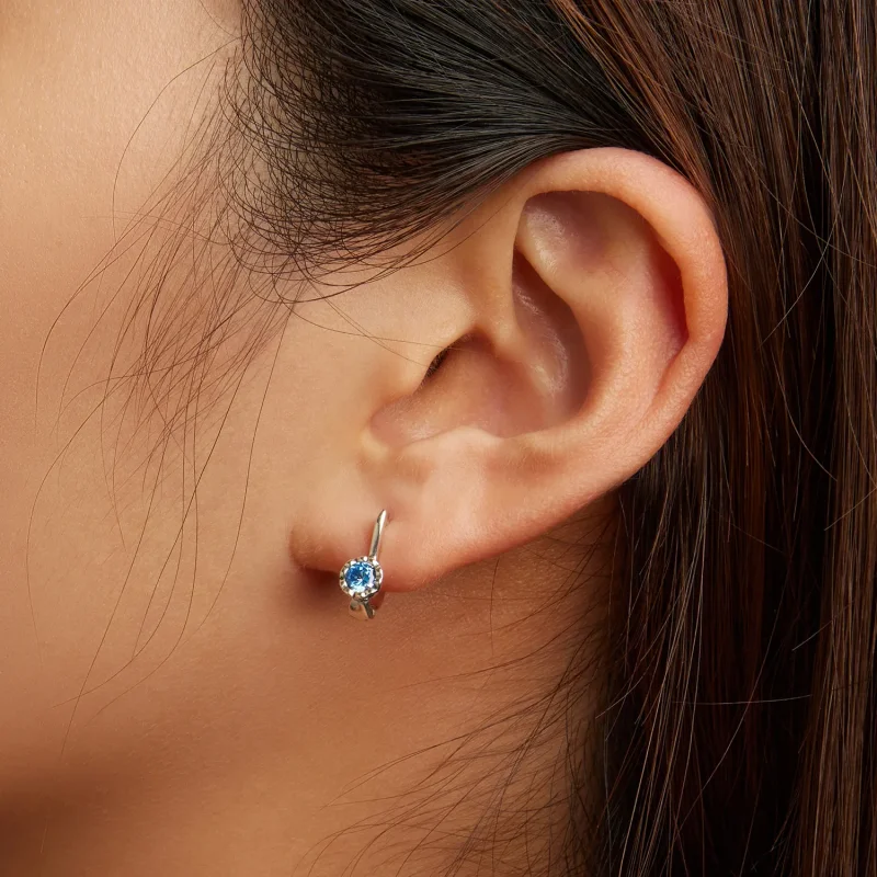(bilde for) Pandora Style Simple Blue Zirconium Hoop øredobber - BSE686 - Vis 6