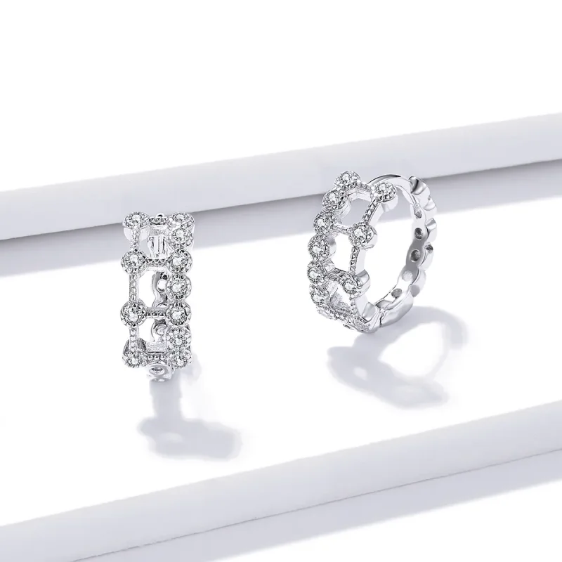 (bilde for) Pandora Style Simple Double Layer Hoop øredobber - BSE458 - Vis 2