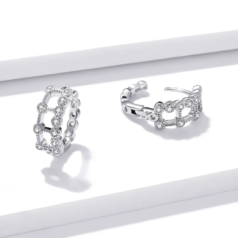 (bilde for) Pandora Style Simple Double Layer Hoop øredobber - BSE458 - Vis 4