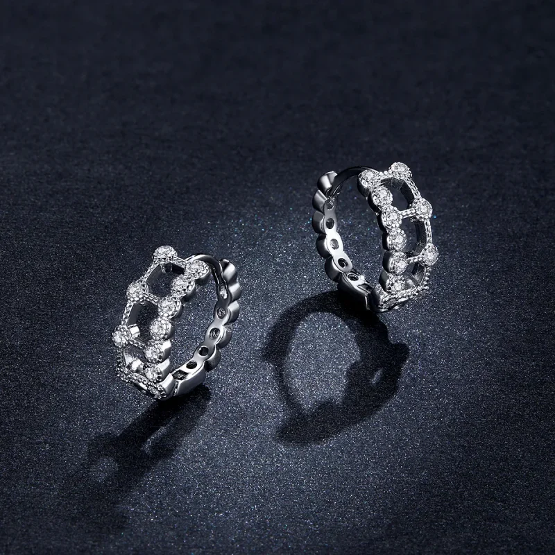 (bilde for) Pandora Style Simple Double Layer Hoop øredobber - BSE458 - Vis 5