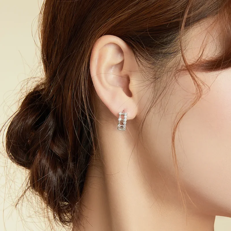 (bilde for) Pandora Style Simple Double Layer Hoop øredobber - BSE458 - Vis 7