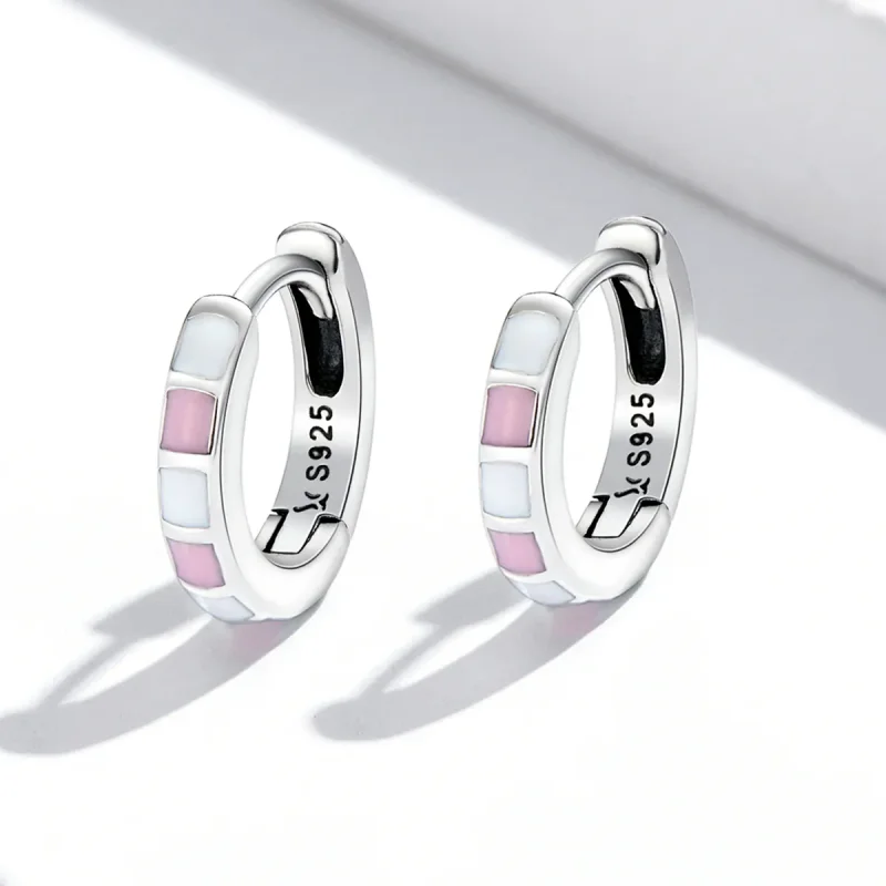 (bilde for) Pandora Style Simple Grid Hoop øredobber - SCE1372 - Vis 2