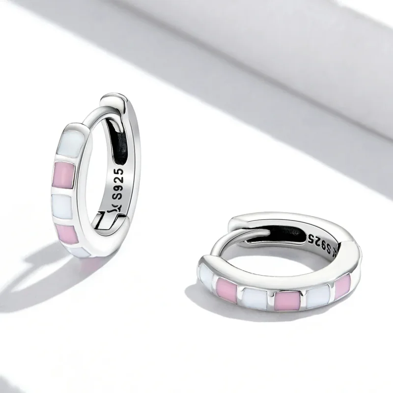 (bilde for) Pandora Style Simple Grid Hoop øredobber - SCE1372 - Vis 3
