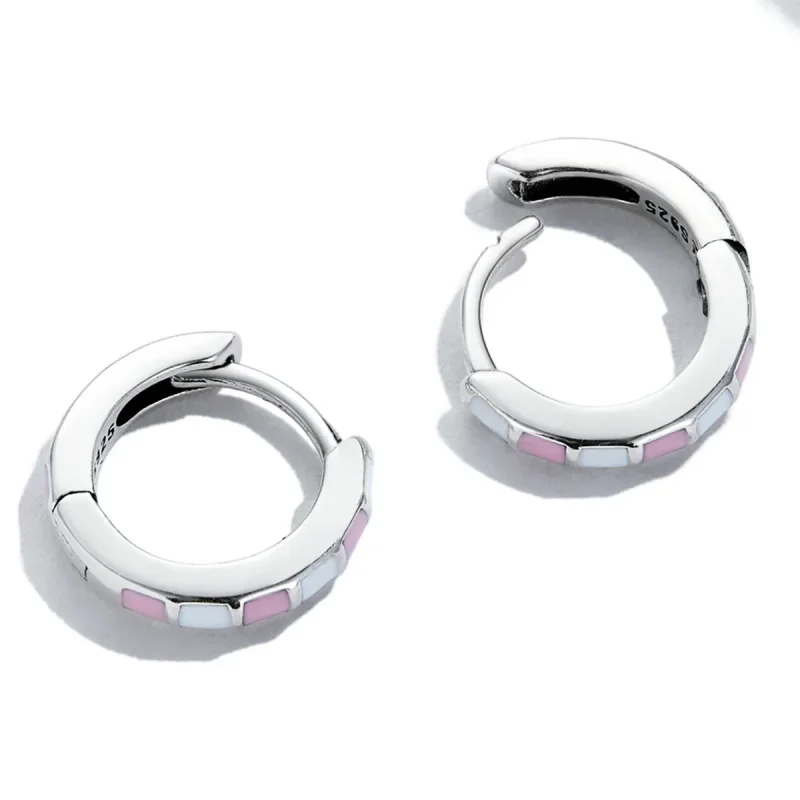 (bilde for) Pandora Style Simple Grid Hoop øredobber - SCE1372 - Vis 4