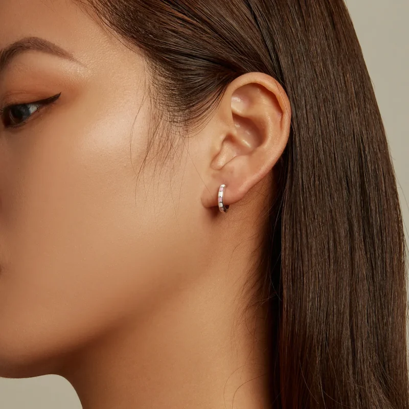 (bilde for) Pandora Style Simple Grid Hoop øredobber - SCE1372 - Vis 5