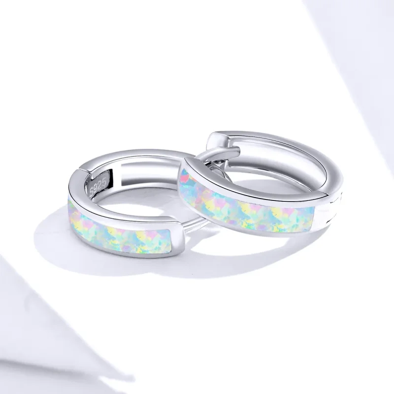 (bilde for) Pandora Style Simple Opal Hoop øredobber - SCE861 - Vis 2