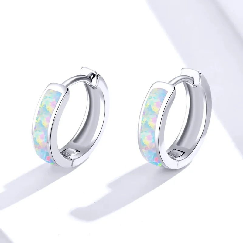 (bilde for) Pandora Style Simple Opal Hoop øredobber - SCE861 - Vis 4