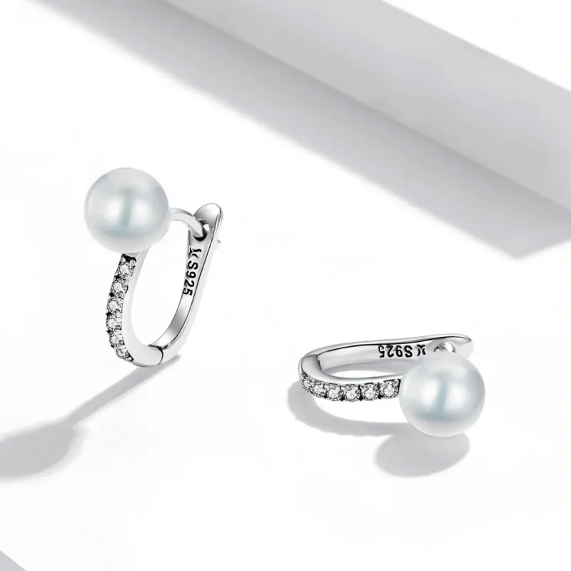 (bilde for) Pandora Style Simple Shell Beads Hoop øredobber - SCE1288 - Vis 3