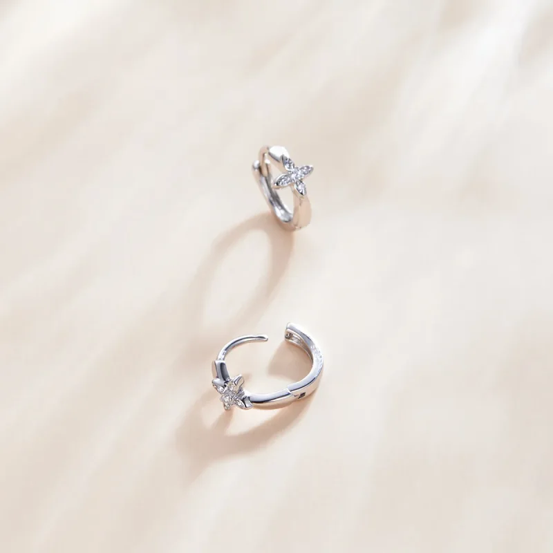(bilde for) Pandora Style Sparkle Flower Hoop øredobber - SCE1043 - Vis 3