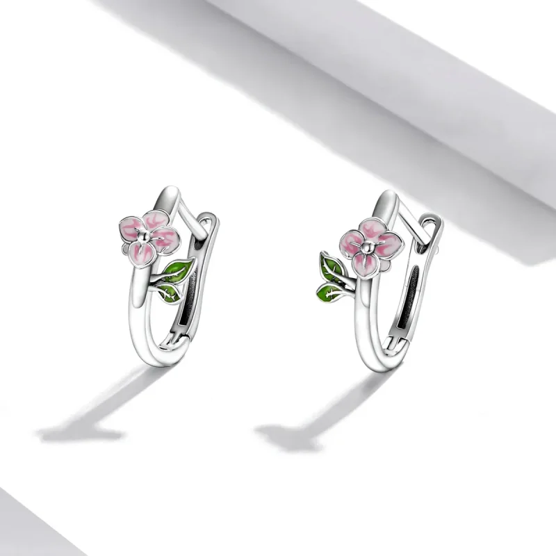 (bilde for) Pandora Style Spring Cherry Blossoms Hoop øredobber - SCE1287 - Vis 2