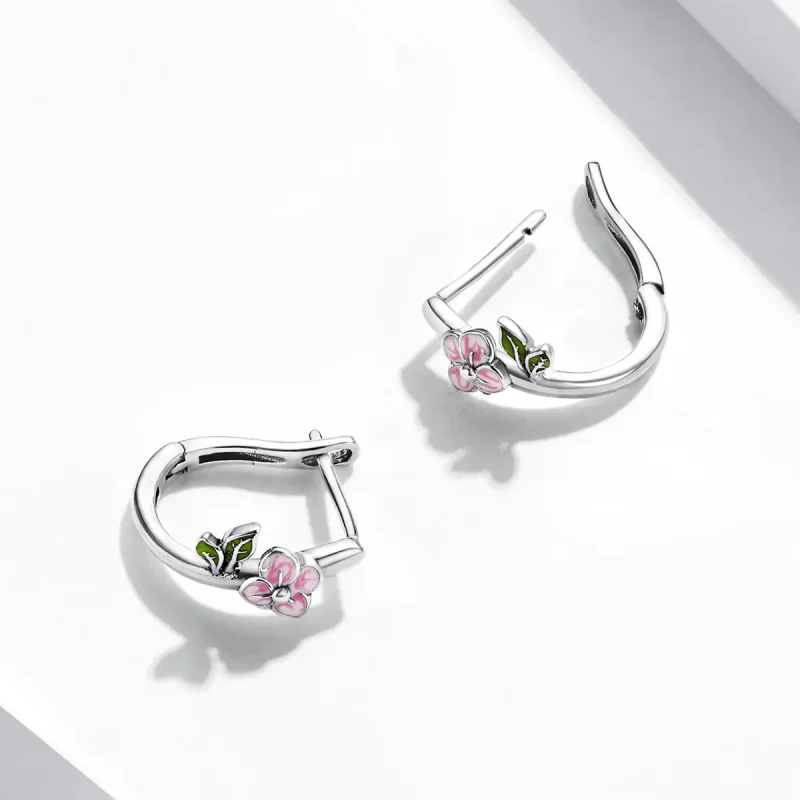 (bilde for) Pandora Style Spring Cherry Blossoms Hoop øredobber - SCE1287 - Vis 3