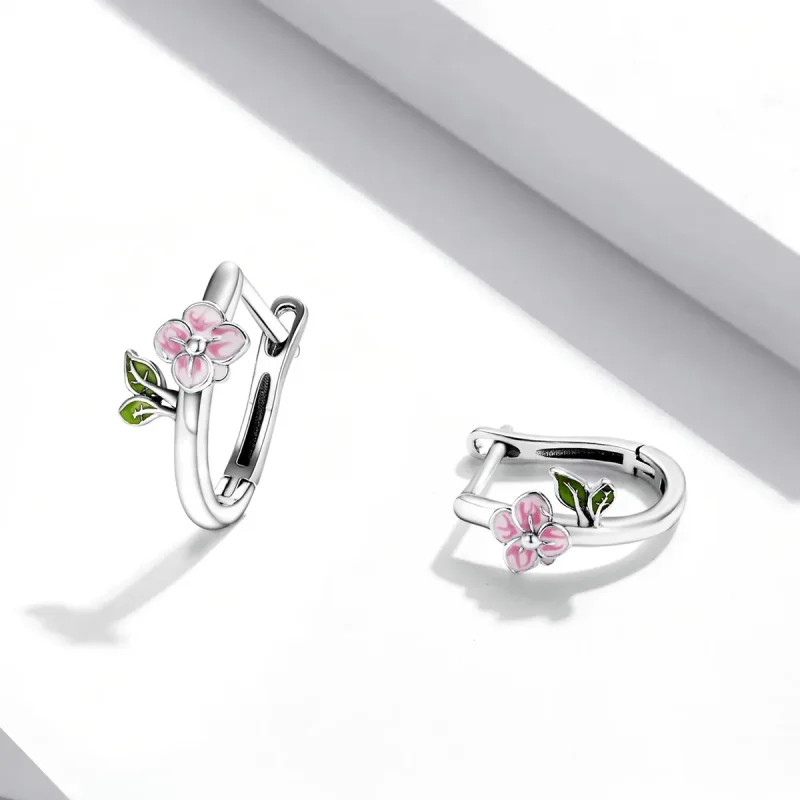 (bilde for) Pandora Style Spring Cherry Blossoms Hoop øredobber - SCE1287 - Vis 4