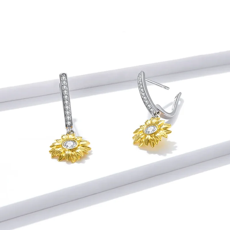 (bilde for) Pandora Style Sun Flower Hoop øredobber - BSE469 - Vis 3