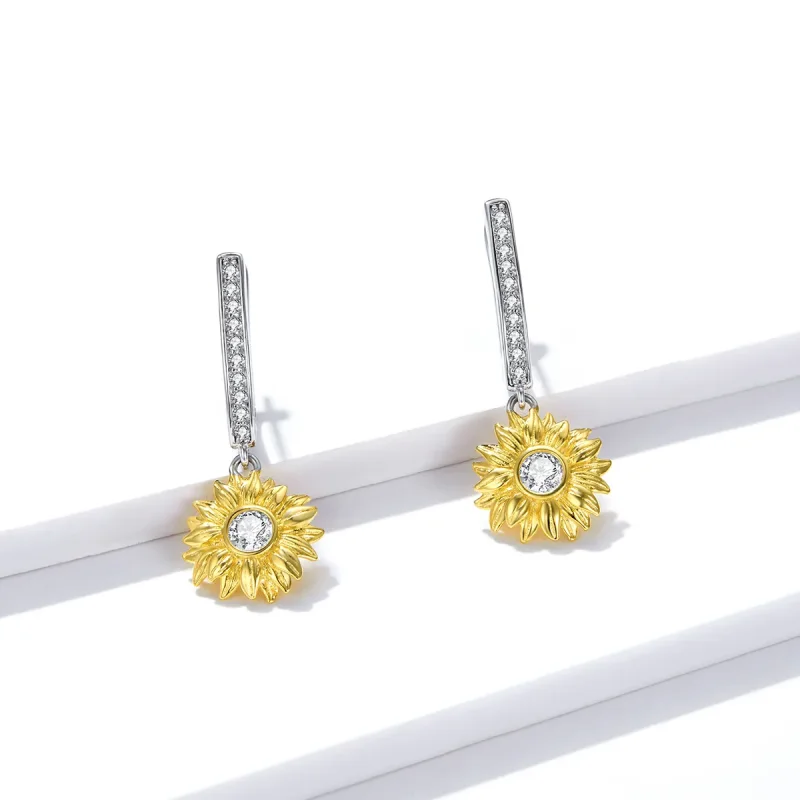 (bilde for) Pandora Style Sun Flower Hoop øredobber - BSE469 - Vis 4