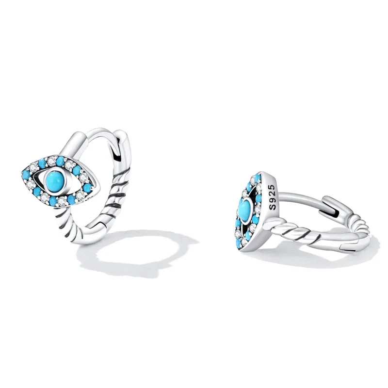 (bilde for) Pandora Style Turkis Devil Eye Hoop øredobber - SCE1418 - Vis 2