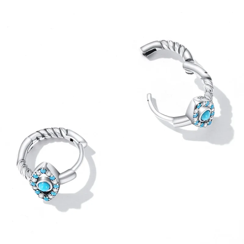 (bilde for) Pandora Style Turkis Devil Eye Hoop øredobber - SCE1418 - Vis 3