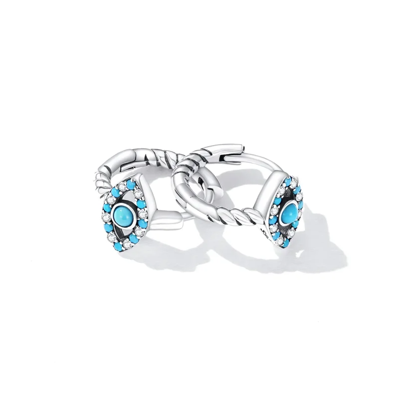 (bilde for) Pandora Style Turkis Devil Eye Hoop øredobber - SCE1418 - Vis 4