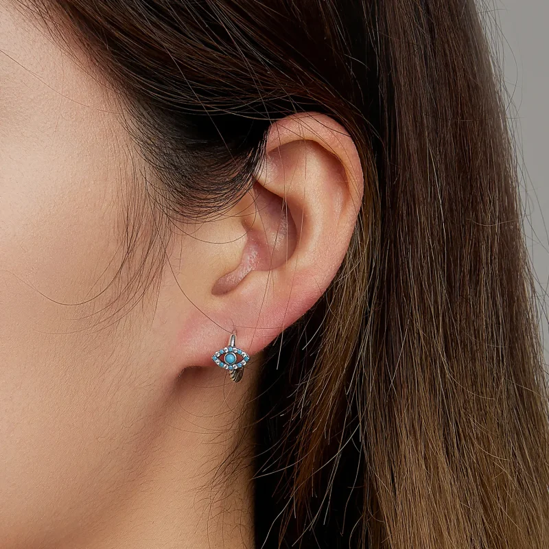 (bilde for) Pandora Style Turkis Devil Eye Hoop øredobber - SCE1418 - Vis 5