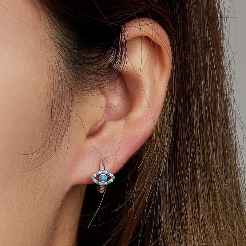 (bilde for) Pandora Style Turkis Devil Eye Hoop øredobber - SCE1418 - Vis 6