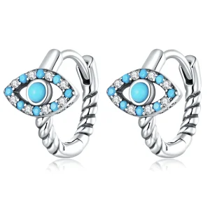 (bilde for) Pandora Style Turkis Devil Eye Hoop øredobber - SCE1418