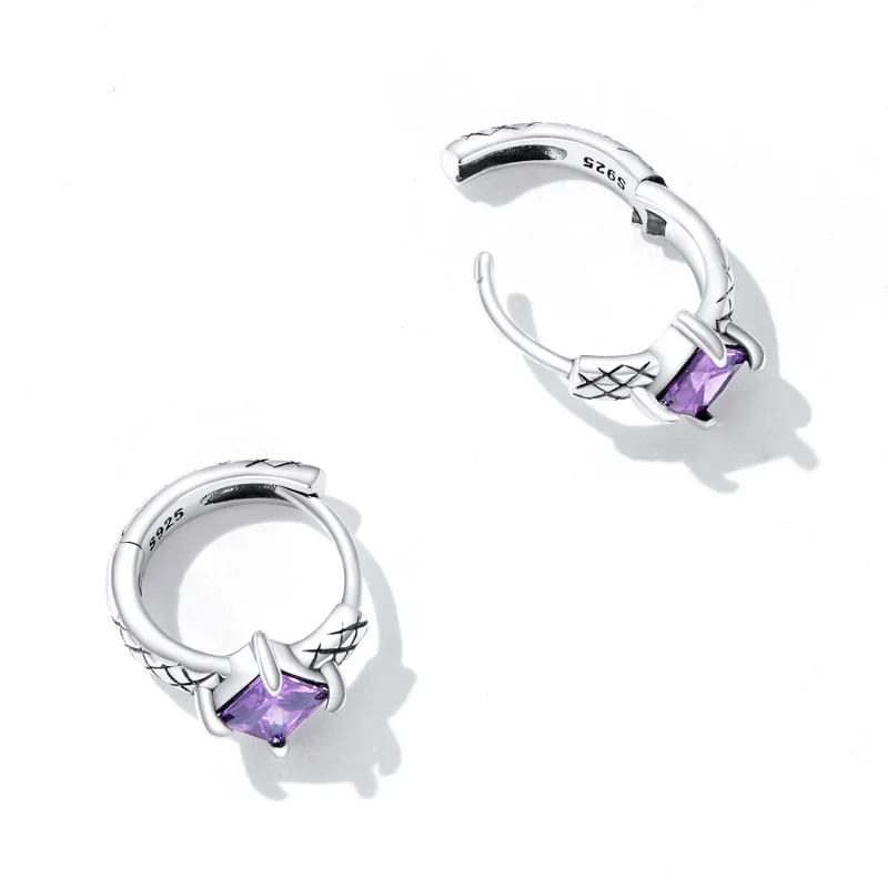 (bilde for) Pandora Style Zircon Snake Pattern Hoop øredobber - SCE1417 - Vis 3