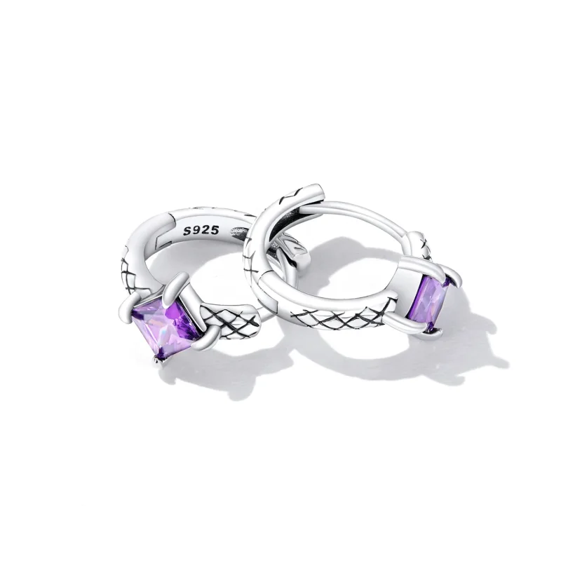 (bilde for) Pandora Style Zircon Snake Pattern Hoop øredobber - SCE1417 - Vis 4