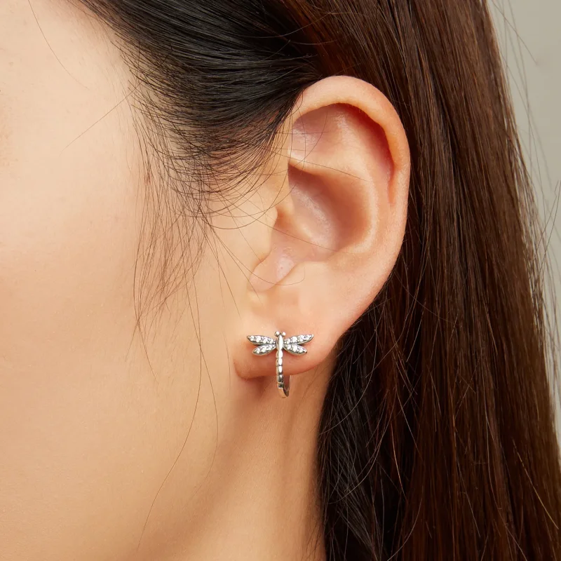 (bilde for) Øredobber i Pandora-stil Dragonfly Hoop - SCE1511 - Vis 5