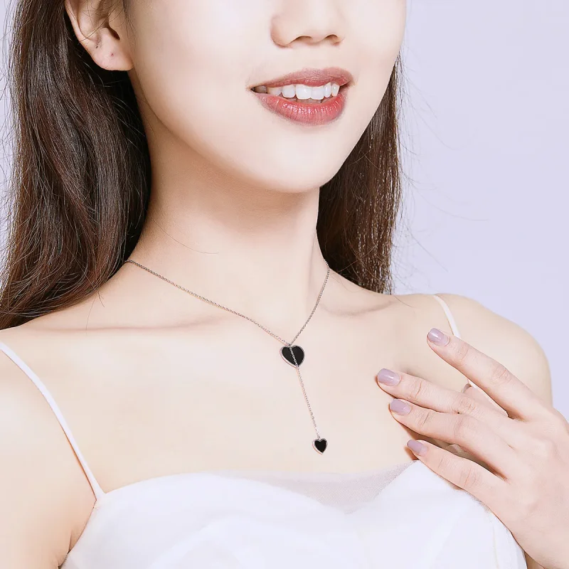 (bilde for) Pandora Style Black Heart Halskjede - BSN095 - Vis 8