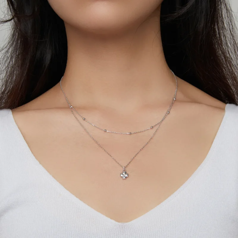 (bilde for) Pandora Style Double Clover Halskjede - SCN481 - Vis 6