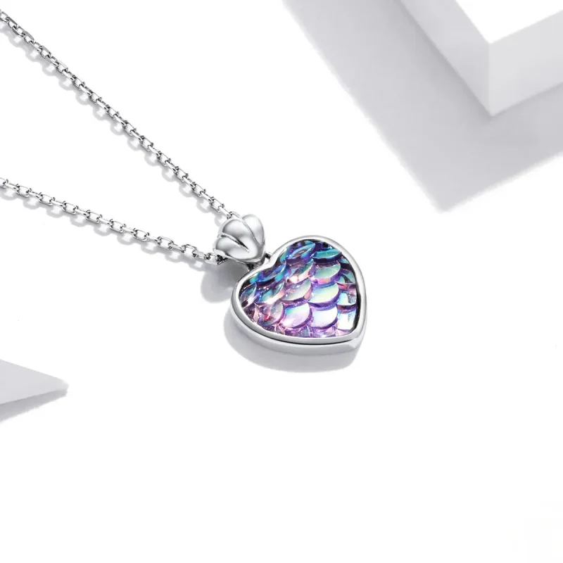 (bilde for) Pandora Style Fish Scale Heart Halskjede - SCN468 - Vis 2