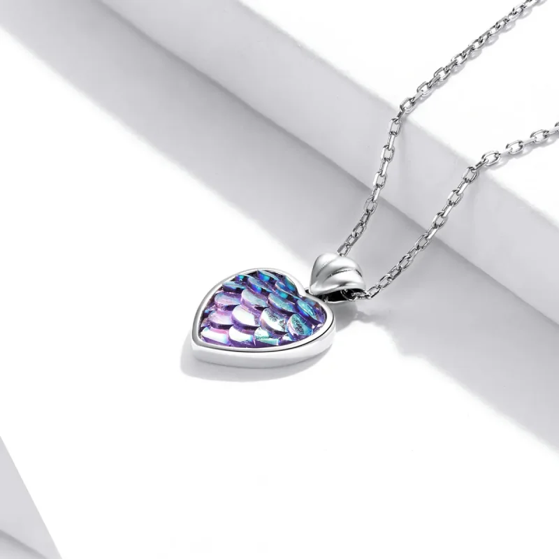 (bilde for) Pandora Style Fish Scale Heart Halskjede - SCN468 - Vis 3
