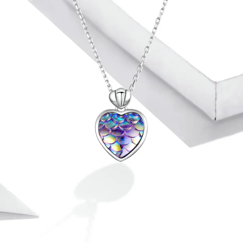 (bilde for) Pandora Style Fish Scale Heart Halskjede - SCN468 - Vis 5