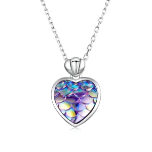 (bilde for) Pandora Style Fish Scale Heart Halskjede - SCN468