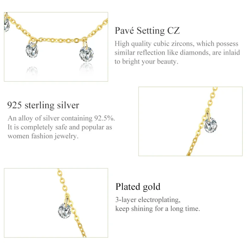(bilde for) Pandora Style Gullbelagt Recollect Chain Halskjede - SCN299-B - Vis 3