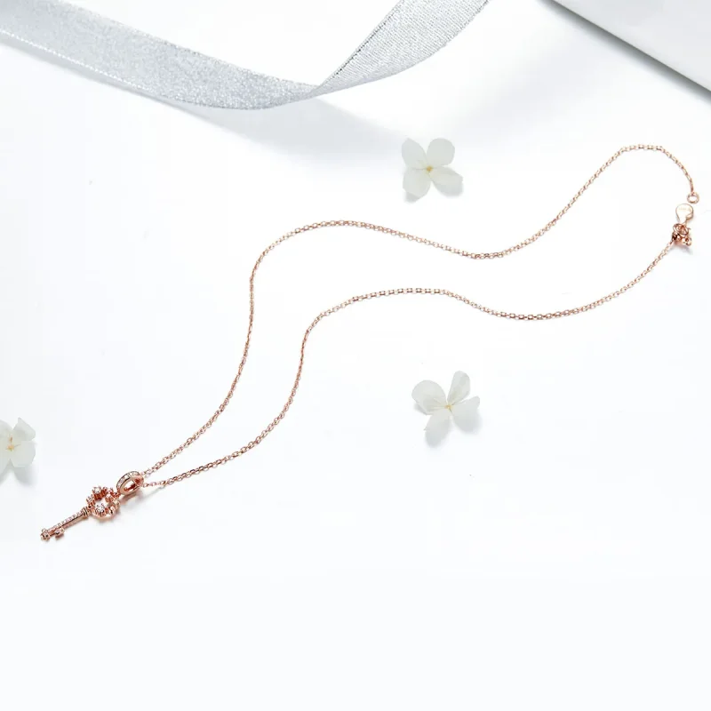 (bilde for) Pandora Style Rose Gold Luchy Shinning Key Pendant - SCC1122 - Vis 4