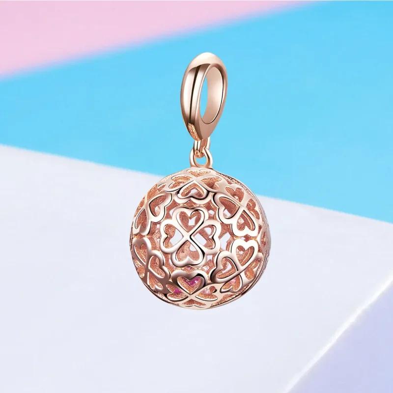 (bilde for) Pandora Style Rose Gold Motion Clover Pendant - SCC1127 - Vis 4
