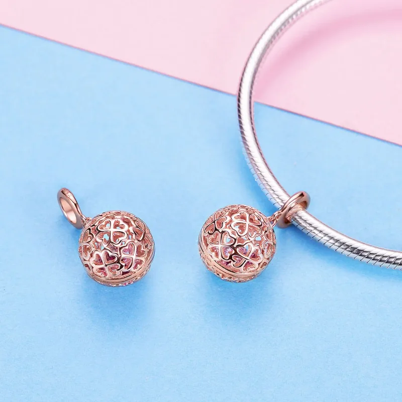 (bilde for) Pandora Style Rose Gold Motion Clover Pendant - SCC1127 - Vis 5