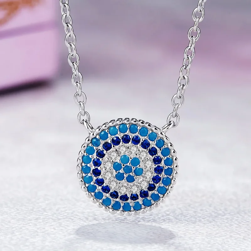 (bilde for) Pandora Style Silver Blue Circle Halskjede - SCN099 - Vis 5