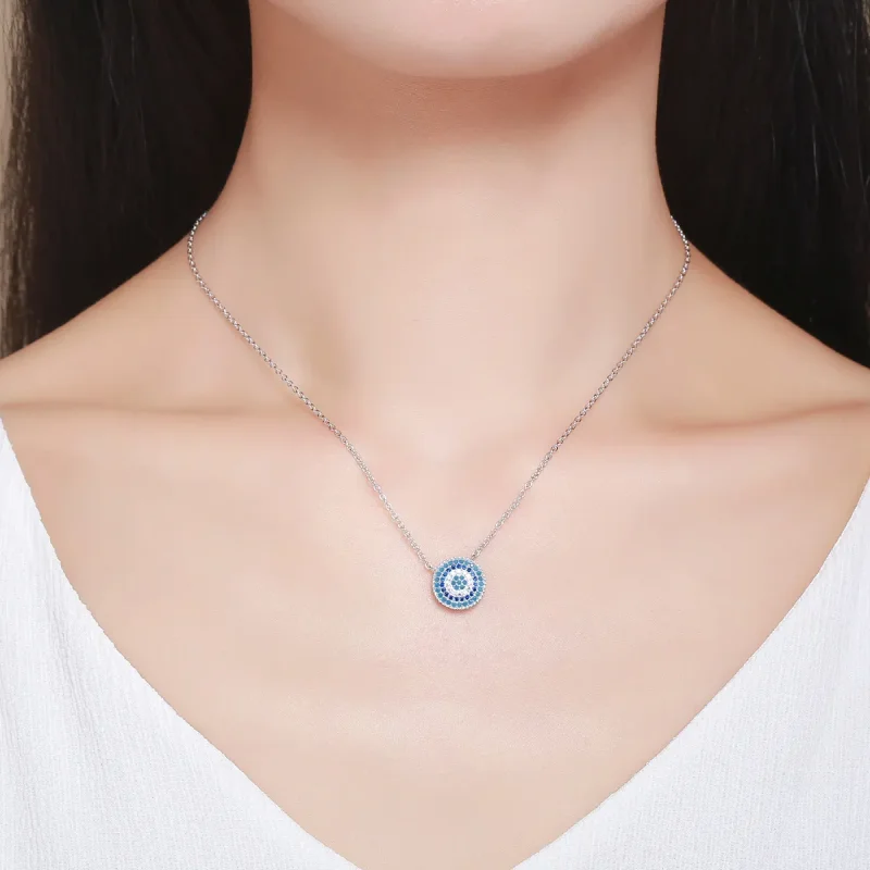 (bilde for) Pandora Style Silver Blue Circle Halskjede - SCN099 - Vis 7