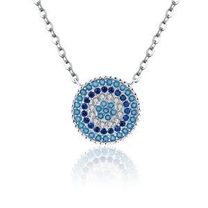 (bilde for) Pandora Style Silver Blue Circle Halskjede - SCN099